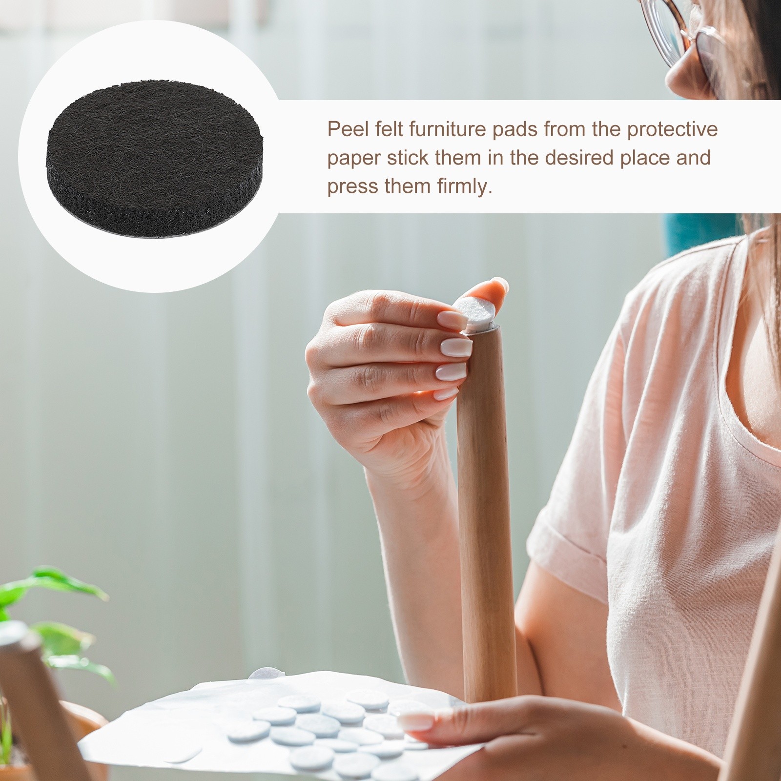 Furniture Pads, 50Pcs 1.25" - Round Self Adhesive Felt Furniture Pads (Black)