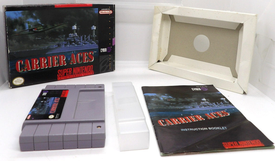 Carrier Aces (Super Nintendo, 1995) snes complete cib w/ manual & box sleeve