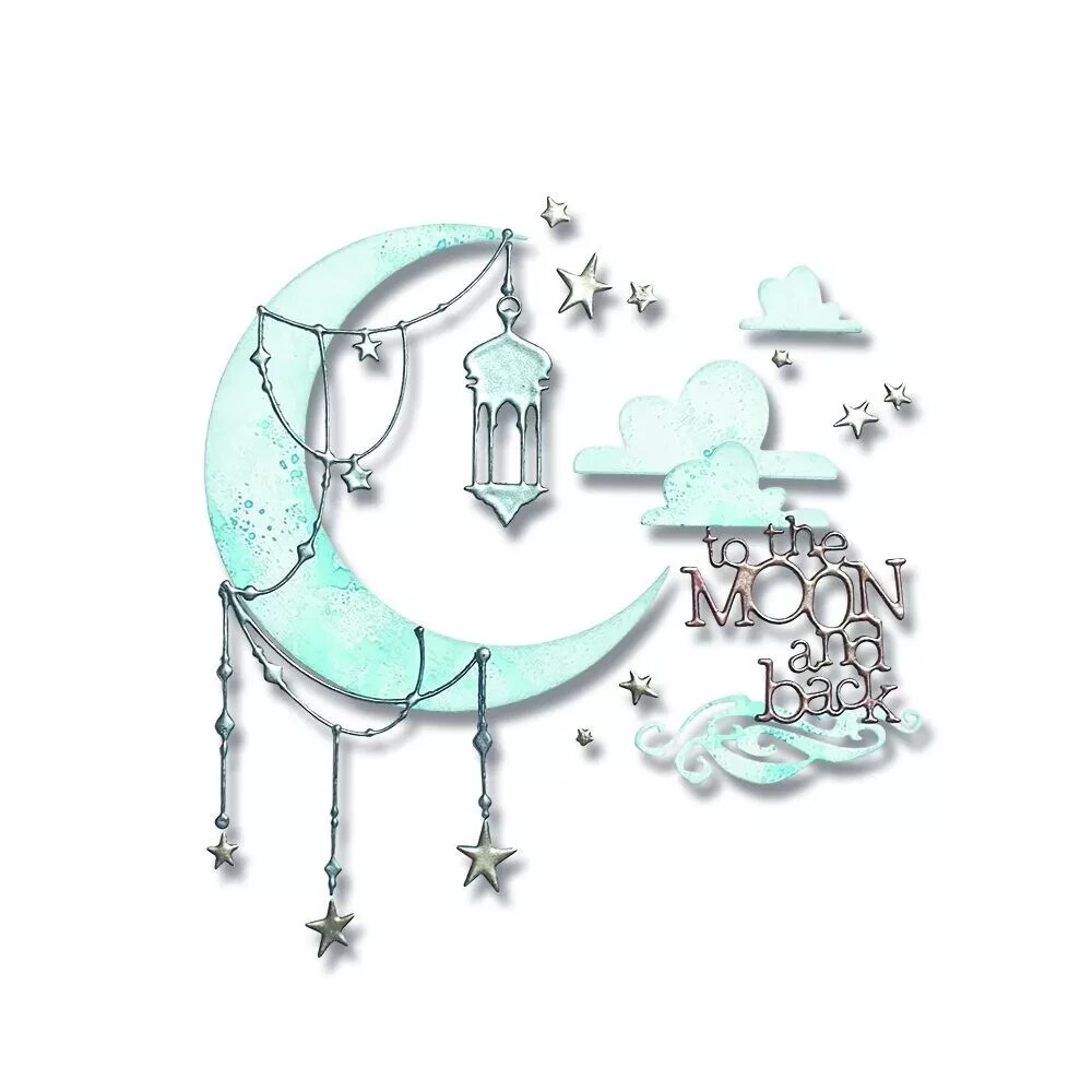 Sizzix Thinlits Moon & Back by Pete Hughes Cutting Dies Craft Bundle 665035 NEW