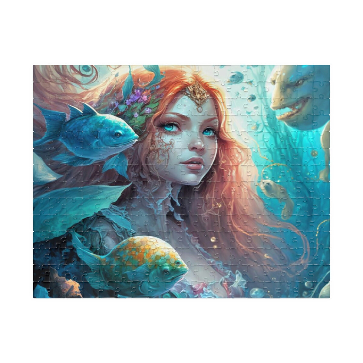 Beautiful Redhead Mermaid Underwater Fish Jigsaw Puzzle 252 Pieces 13X10" inches