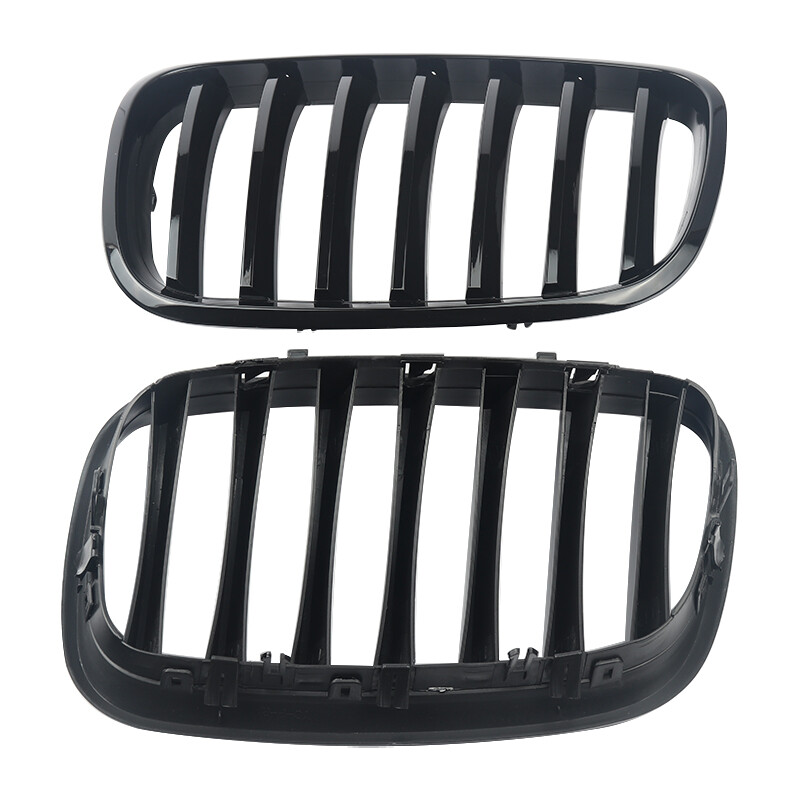 Pair Front Gloss Black Kidney Grille Grill For BMW X5 E70 X5M X6 E71 E72 2007-13