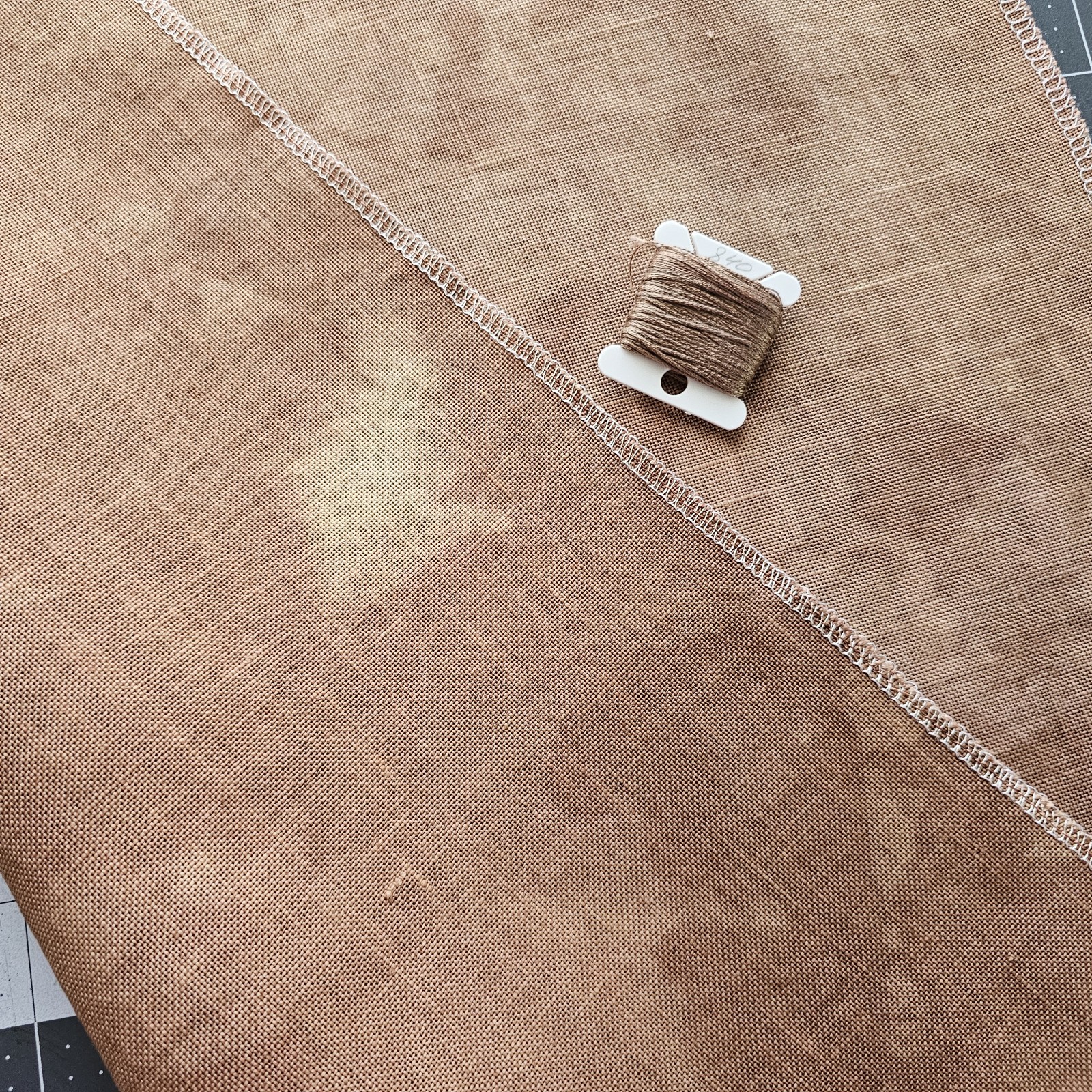 Hand Dyed Zweigart Belfast Linen Cross Stitch Fabric 32 count 18"x18" Brown