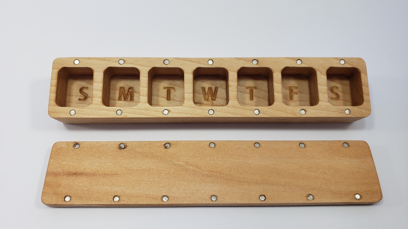 Wood Pill Box, Gift, Hardwood, magnets, wax finish, beautiful, made in usa