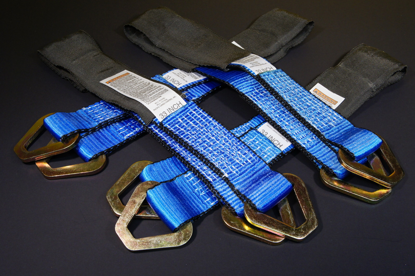 4 HD Axle Straps 2-21" 2-33" Tie Down f Race Car Hauler Tow Truck ATV Quad BLUE