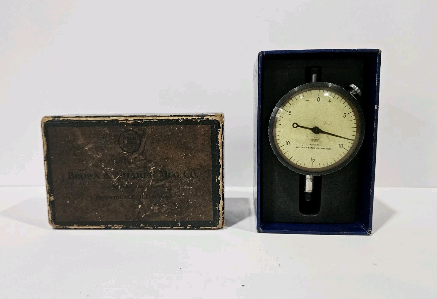 Vtg Brown & Sharpe Dial Indicator Gauge .001" Machinist Tool Original Box USA