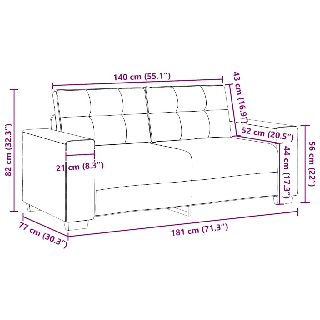 Loveseat Sofa Black 100% Polyester, Plywood, Steel 2-seater