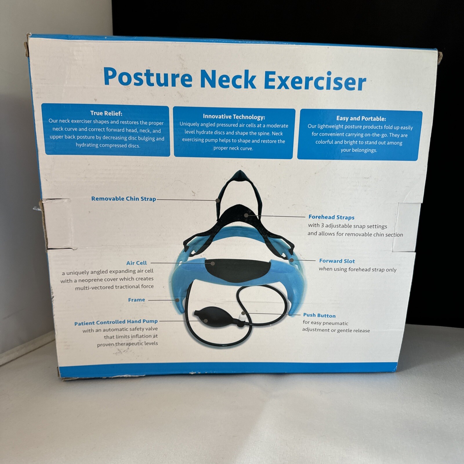 Posture Neck Exerciser Easy Portable Pumpable ORIGINAL BOX Adjustment