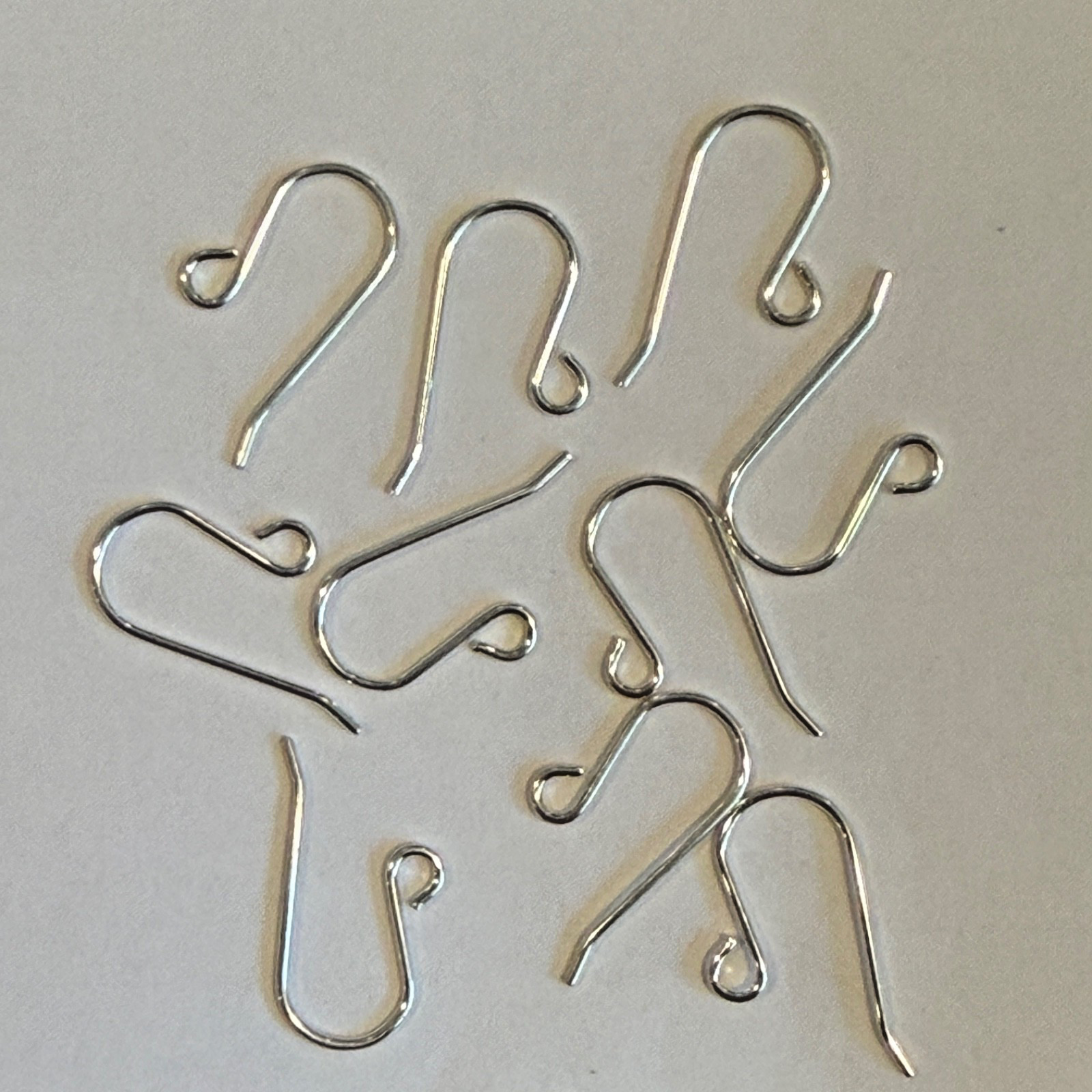 Sterling Silver French Ear Hook w/ Loop, Plain, 20mm 2mm loop Qty 10, 20 ga 925