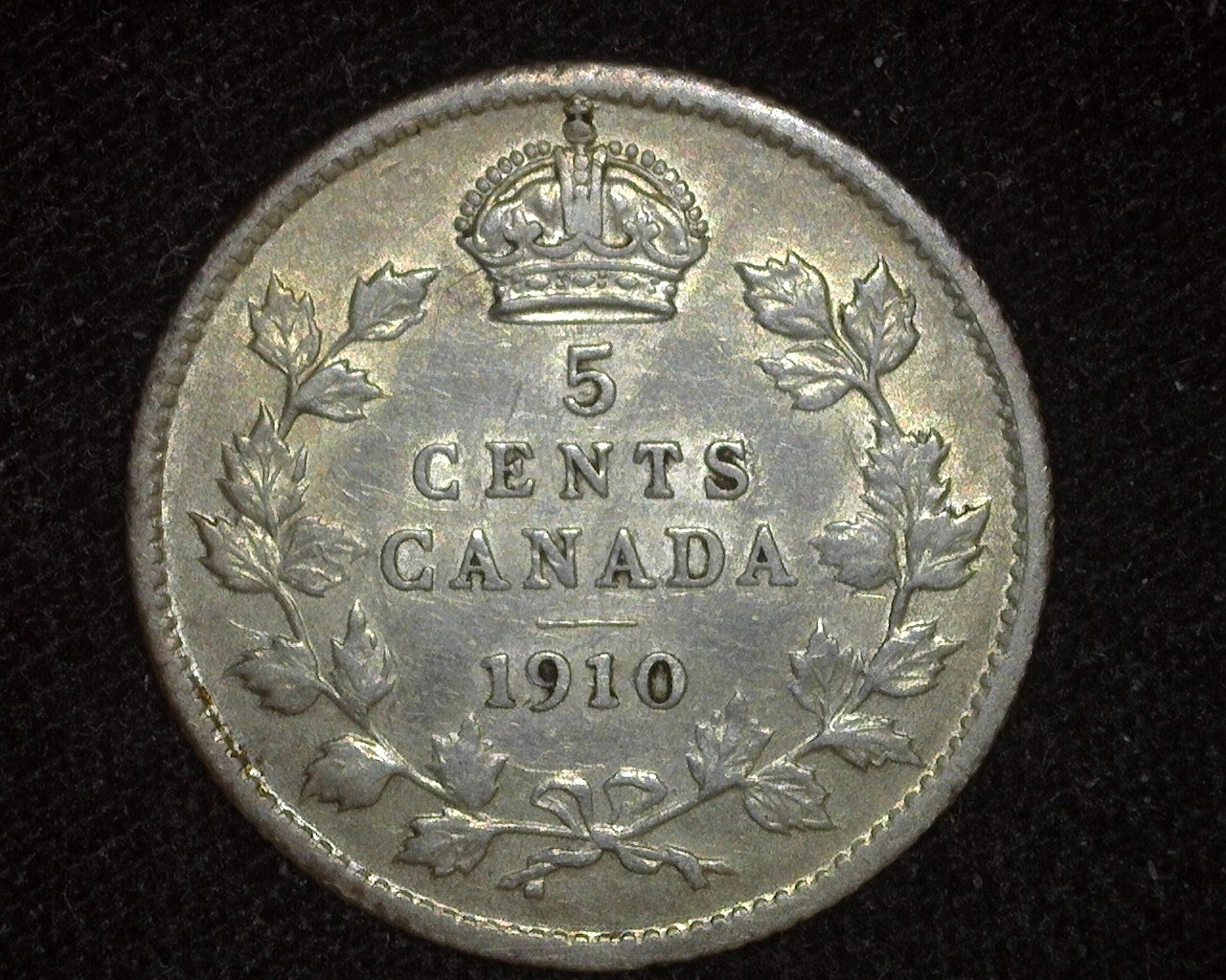 CANADA 1910 PL 5 CENTS KM13 SILVER ABOUT UNCIRCULATED ~M13