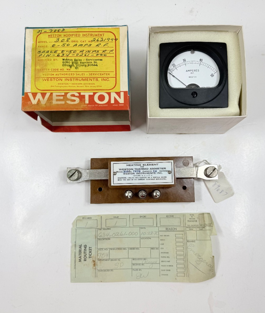 NOS Weston Amperes R.F. Meter # 308 Thermo Ammeter Heating Element 50 Amperes