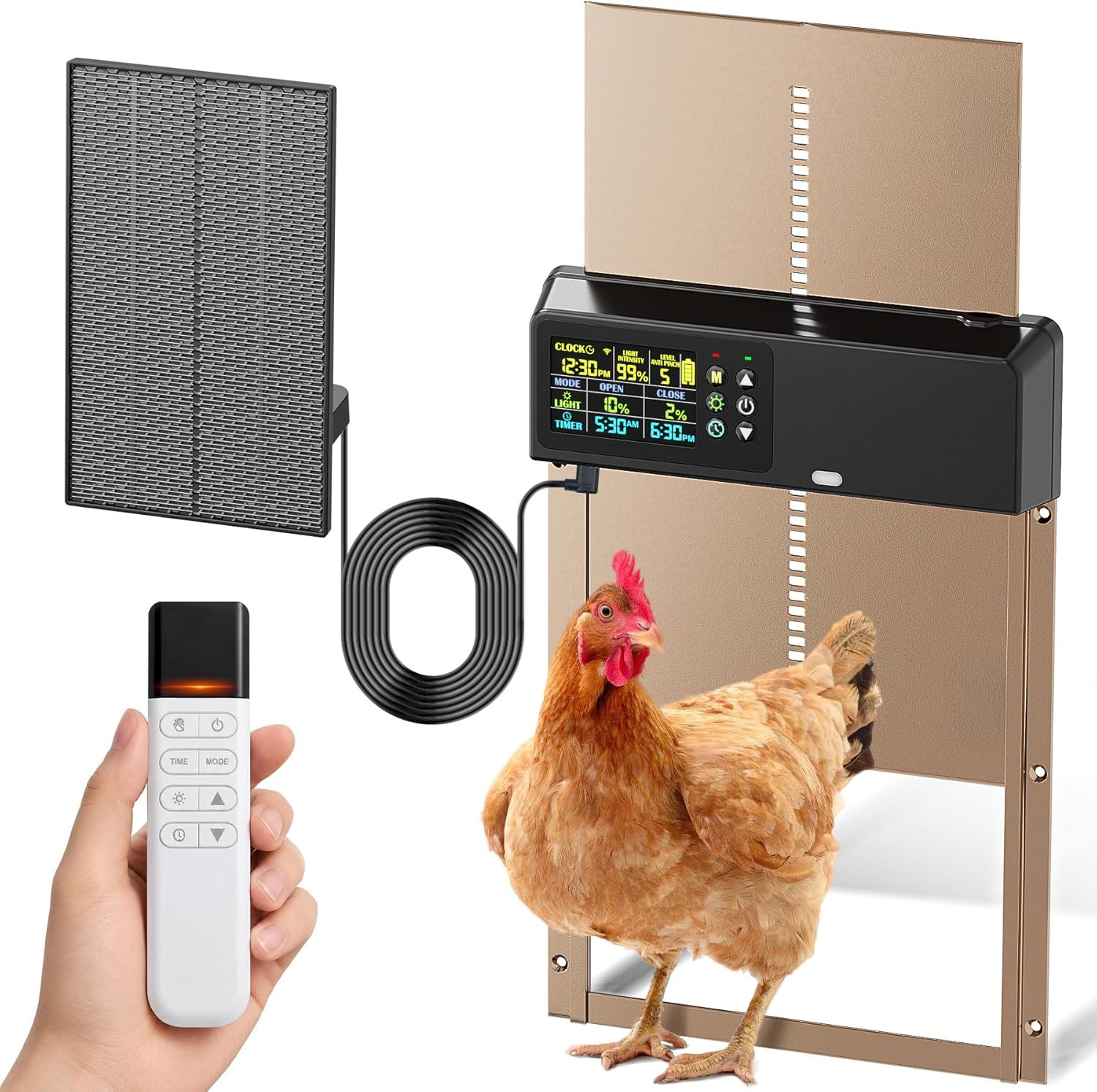 Automatic Chicken Coop Door: 3500Mah Solar Powered, 656Ft Long-Range Remote, Int