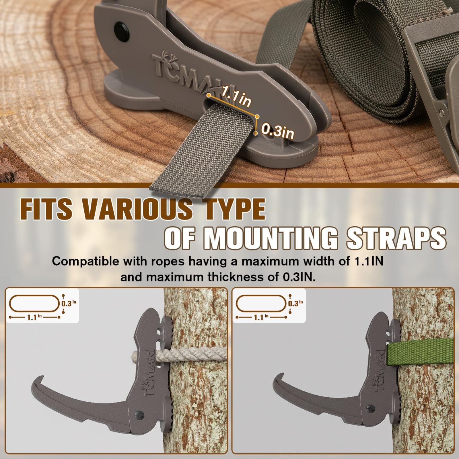 Saddle Hunting Bow Hanger Hook - Adjustable Bow Hangers, Tree Accessories, Strap