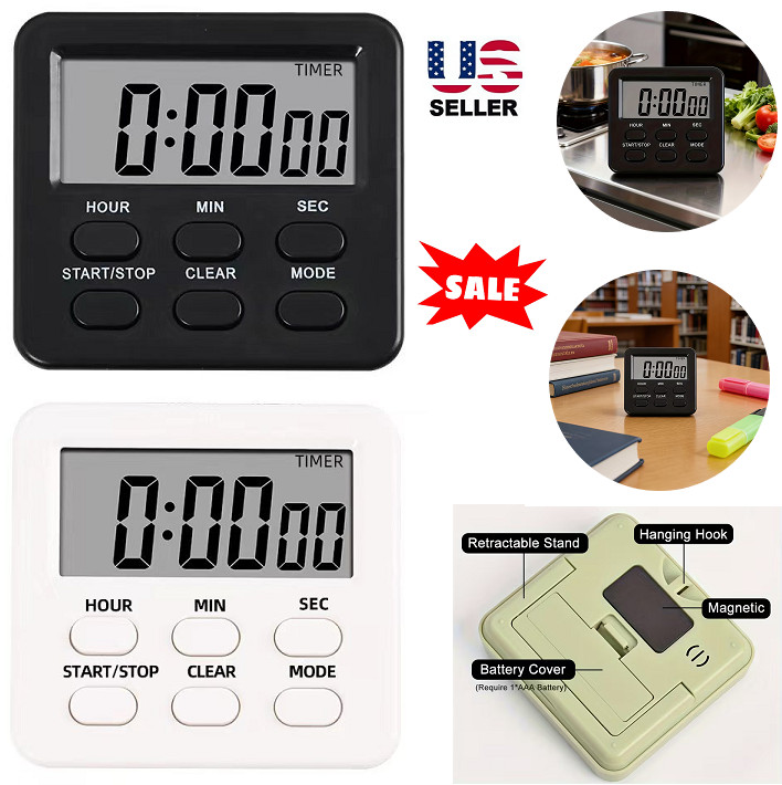 Digital Dual Kitchen Timer with Strong Magnet,24-Hour Countdown & Stopwatch USA