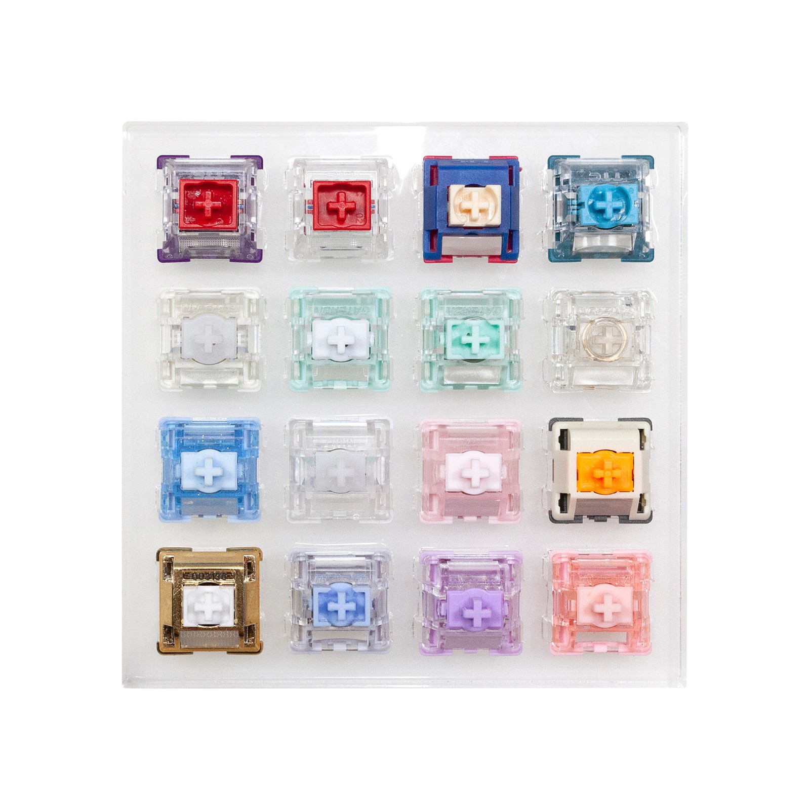 16 switch tester switches with blank keycaps acrylic base for mechanical keyboa