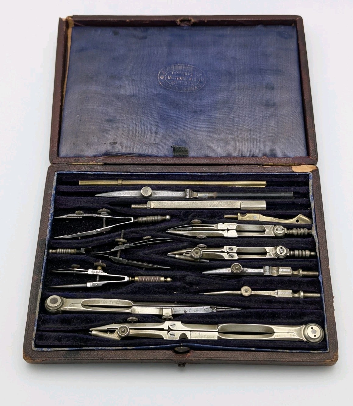 Antique A W Gamage Technical Drawing Set Compass Architect Engineering Tools