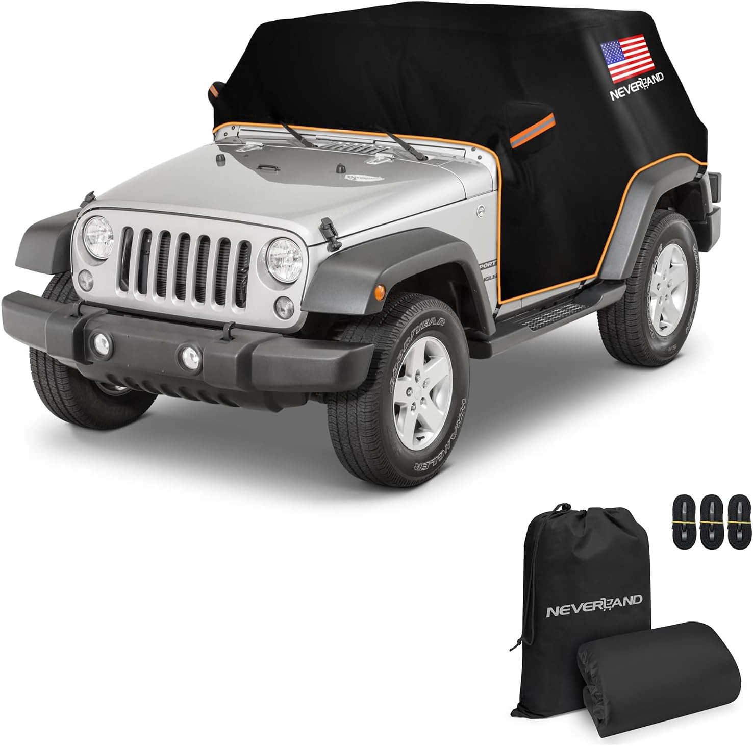 For Jeep Wrangler 2 / 4 Door 2007-2024 JK JL JKU JLU Half Car Cover Waterproof
