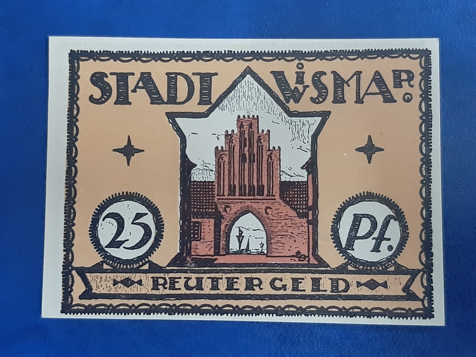 WISMAR REUTERGELD NOTGELD 25 PFENNIG 1921 EMERGENCY MONEY GERMANY (20502)