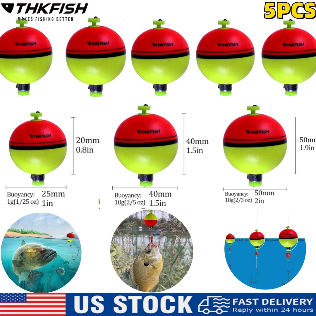5PCS Foam Bobbers for Fishing Float Set for Trout Fish Bait Bottom Round Snap