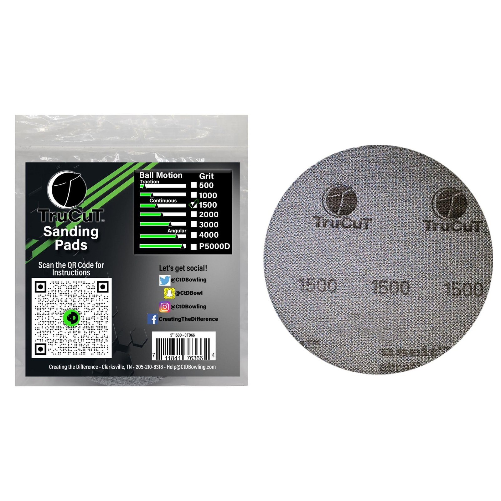 Sanding Pads for Bowling Balls | 1500 Grit Resurfacing | 5-Inch Diameter
