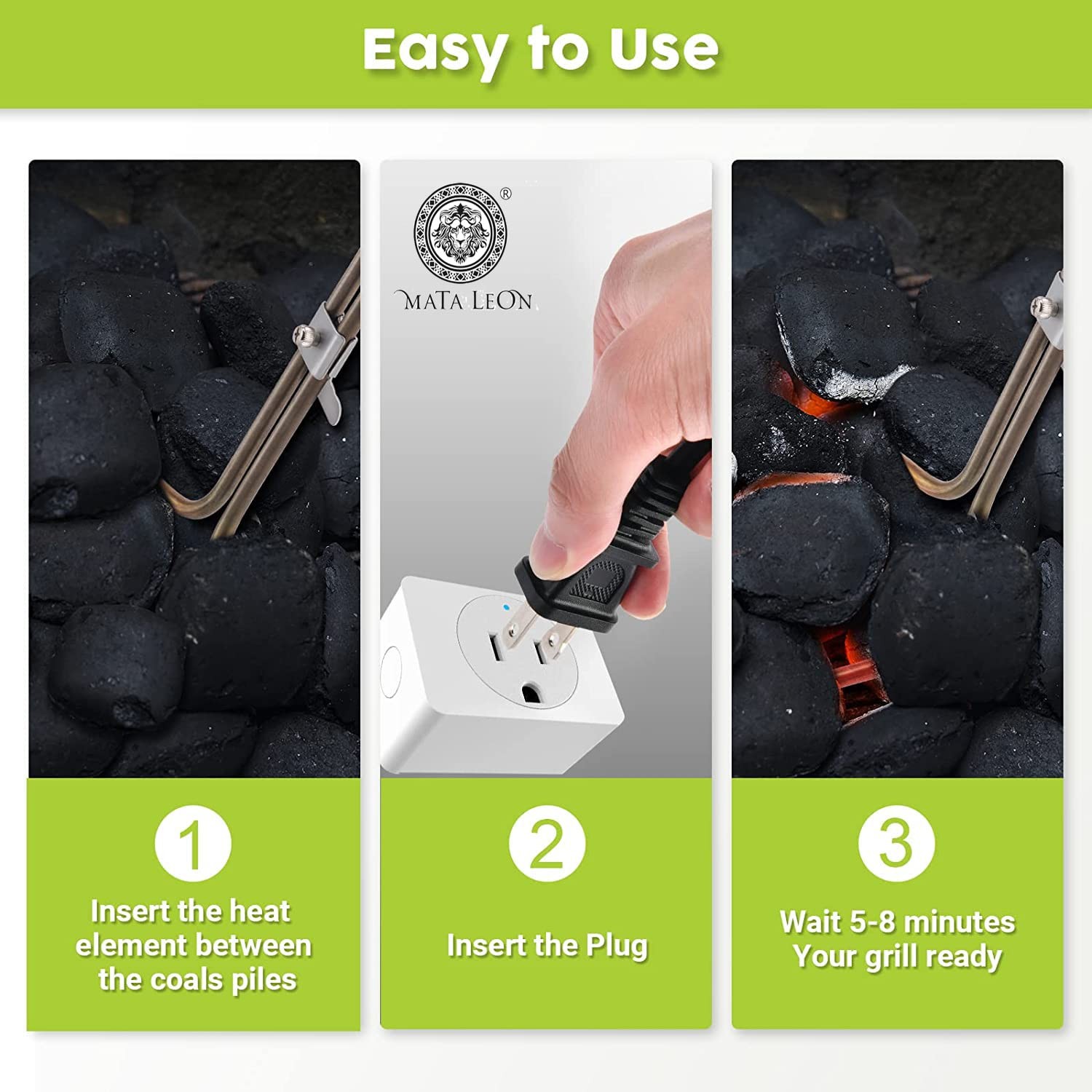 Electric Charcoal Starter for Grill – Premium BBQ Grills Fireplace Tools Easi...