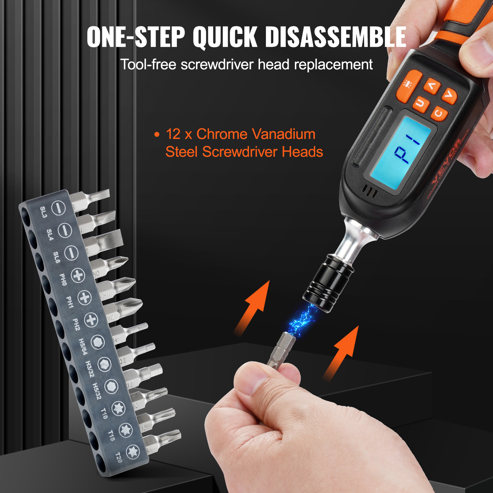 VEVOR Digital Torque Wrench 1/4" Adjustable Screwdriver Torque Wrench Set