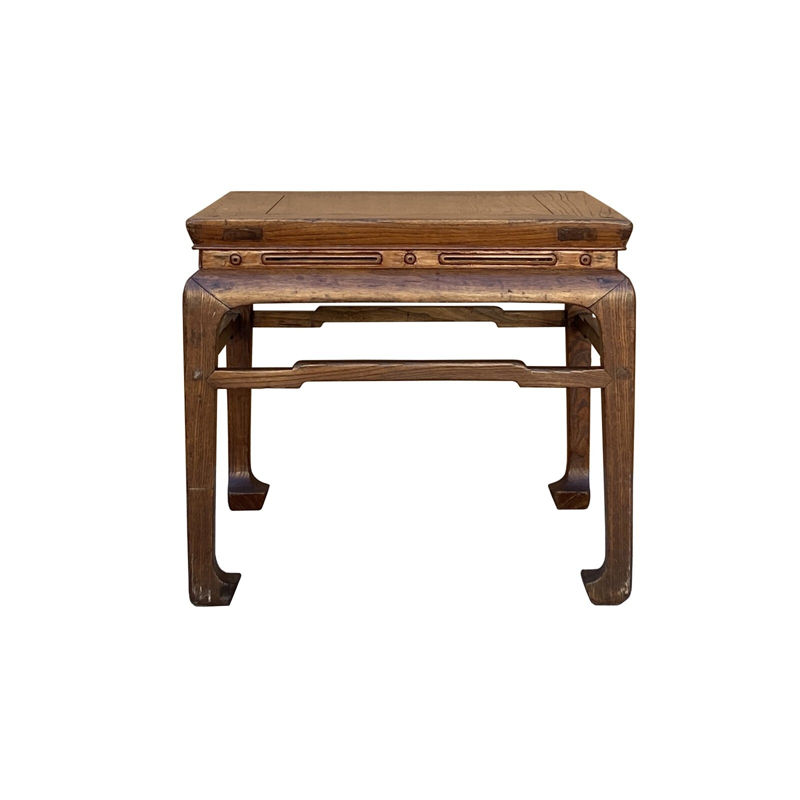 Chinese Rustic Vintage Brown Square Wood Stool Table Stand ws2570