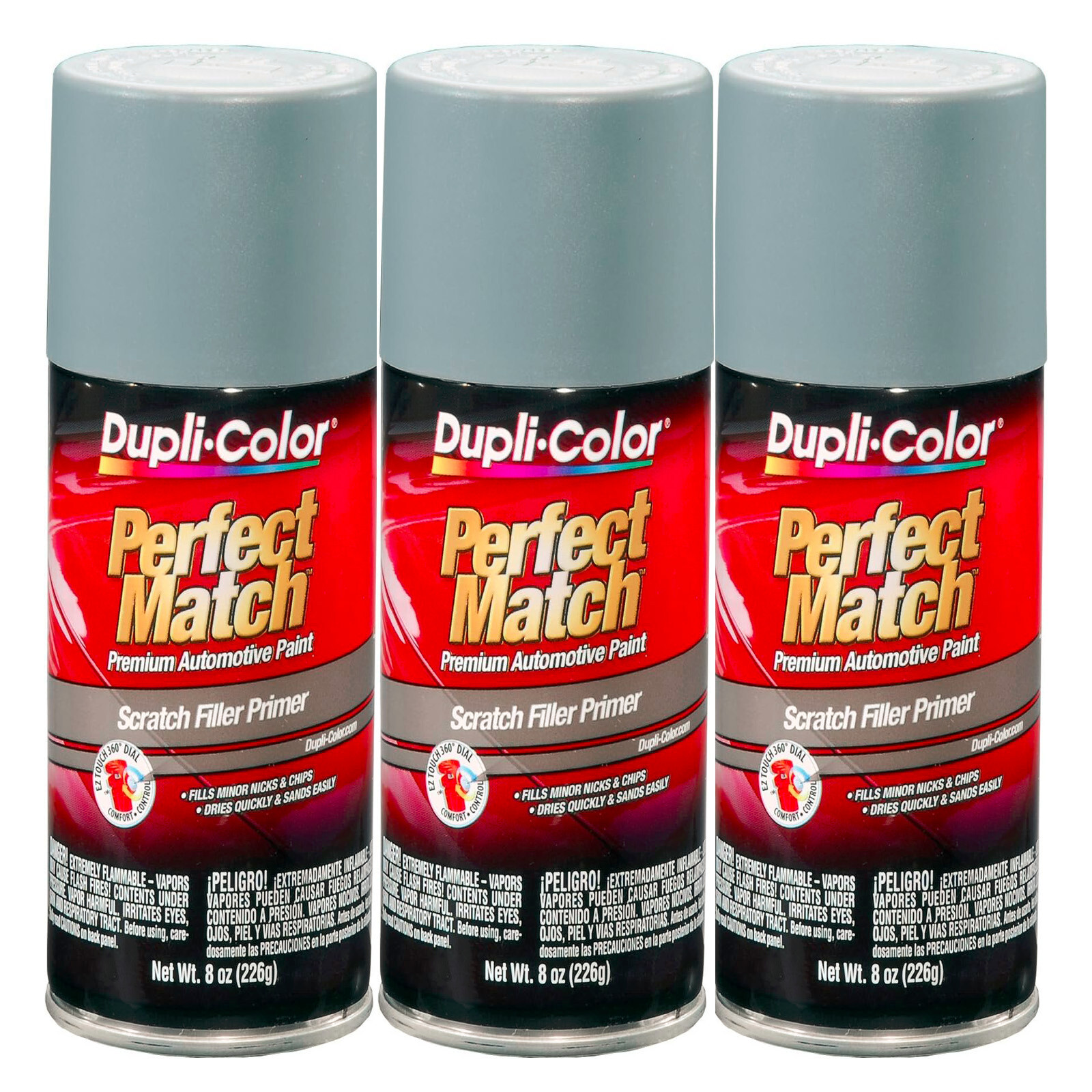 Dupli-Color Gray Perfect Match Scratch Filler Primer - 8 oz. Aerosol Pack of 3
