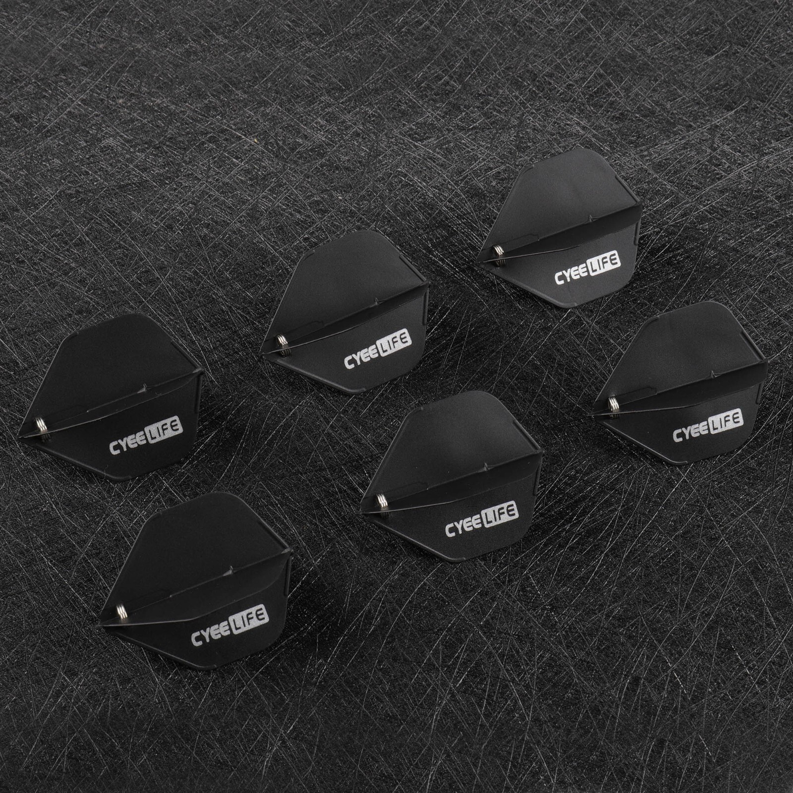 CyeeLife-6 PCS Black Plastic Molded Dart Flights+12 PCS Spring O-rings