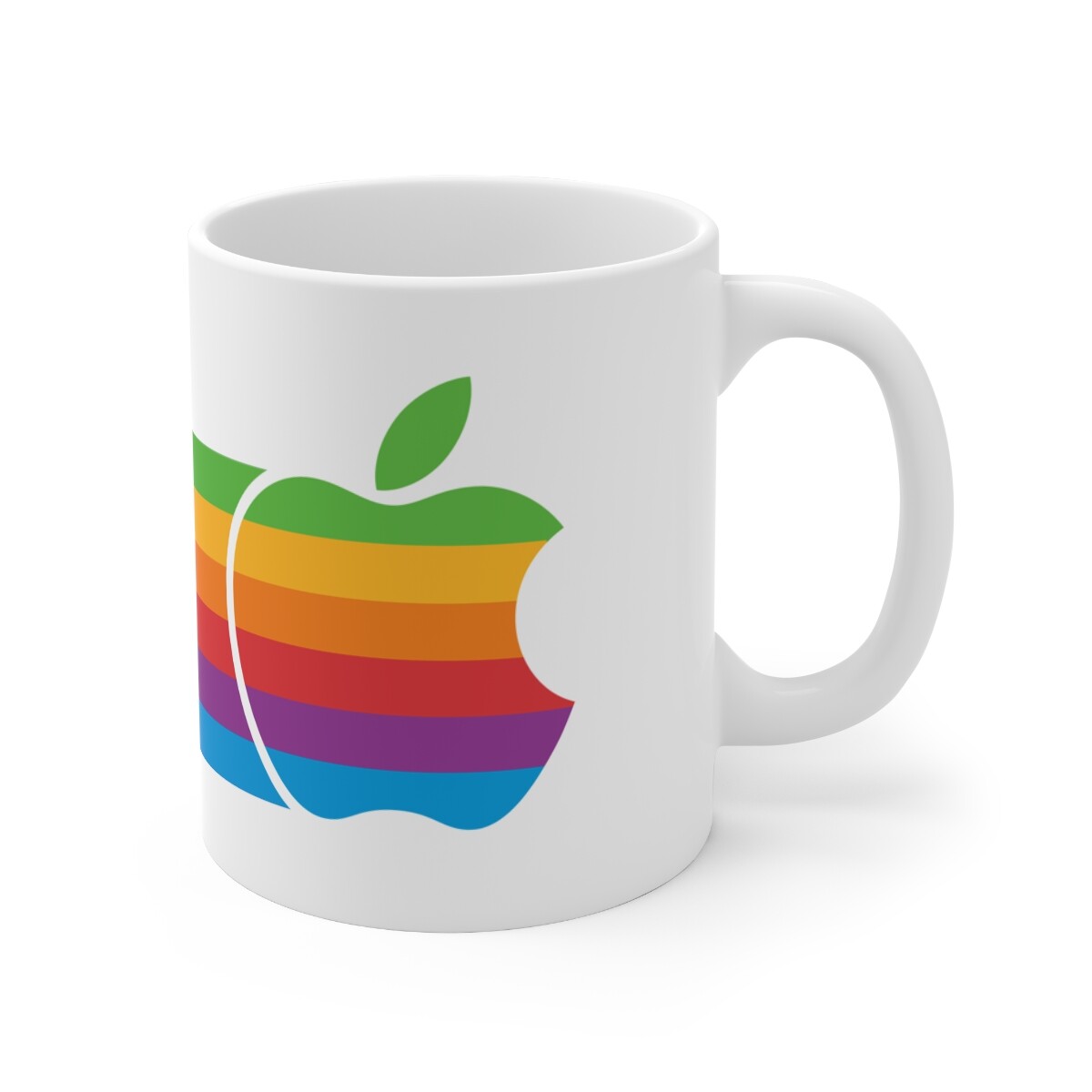 Apple 2 II Mac Macintosh Rainbow Logo Ver 2 Computer Ceramic Coffee Cup Mug 11oz