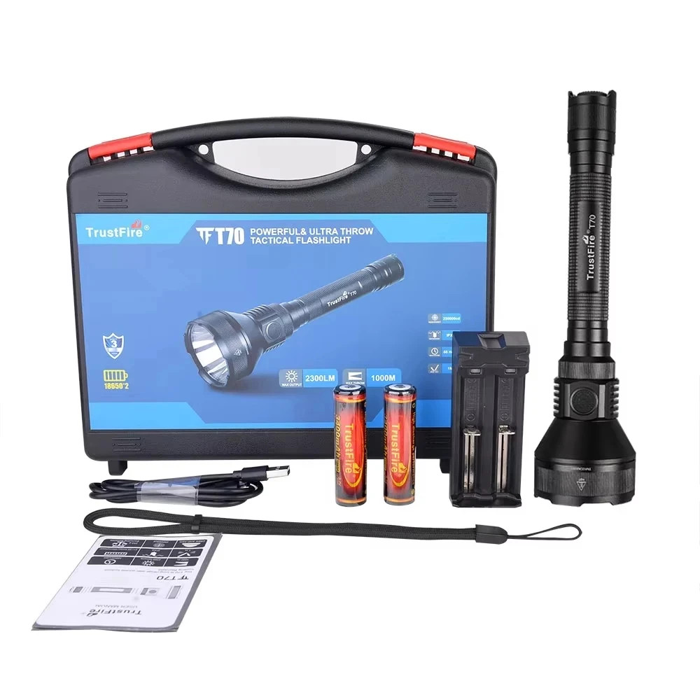 TrustFire T70 LED Tactical Flashlight 2300lm Rechargeable Hunting Torch