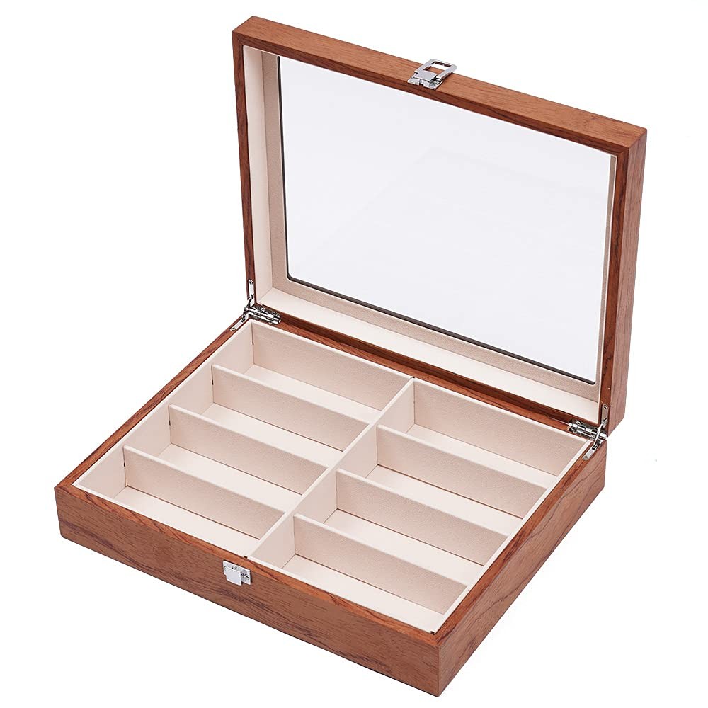 8-Slots Eye Glasses Eyewear Sunglasses Wood Case Display Storage Organizer Box