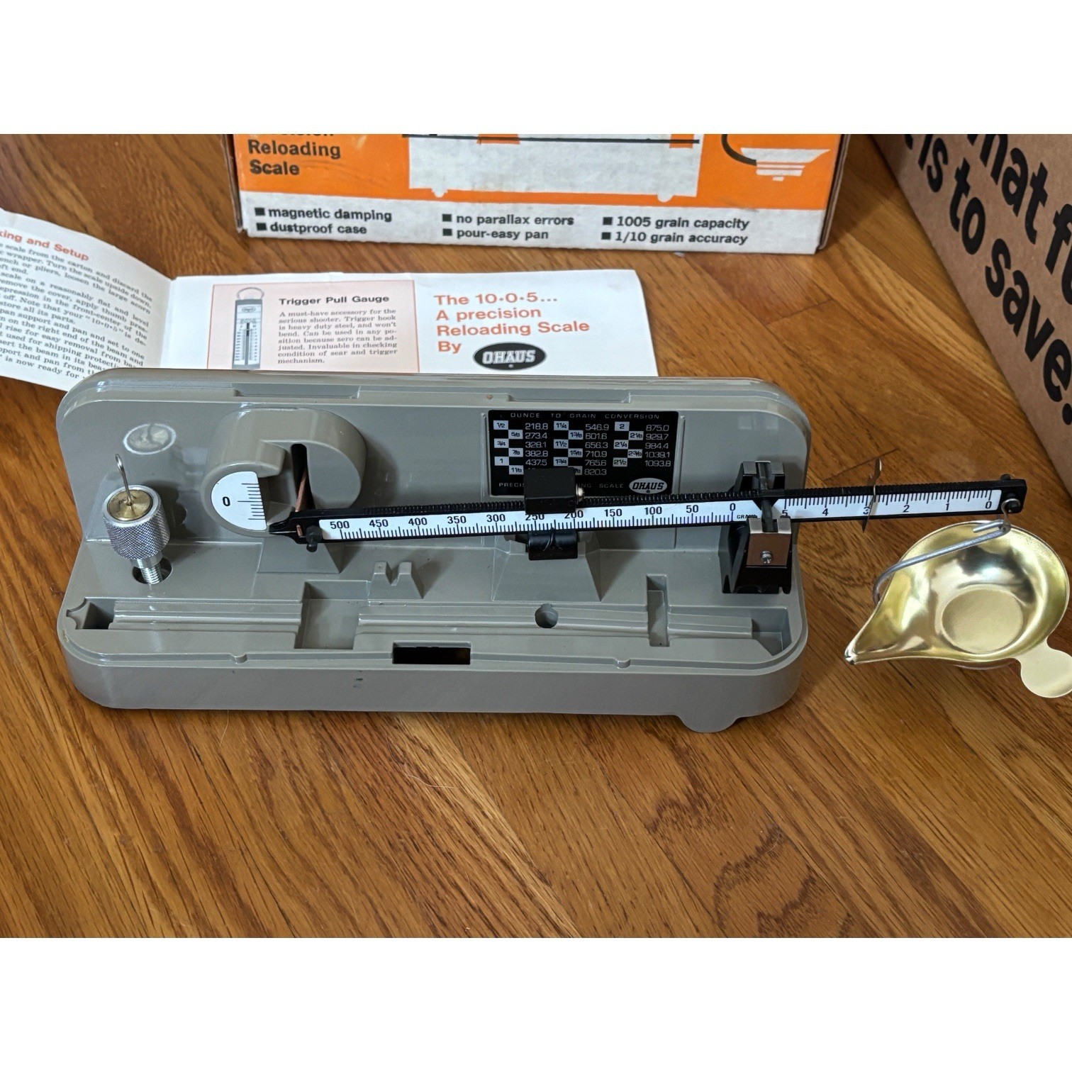 OHAUS 10-0-5 Precision Reloading Scale Balance Beam w/ Box & Instructions