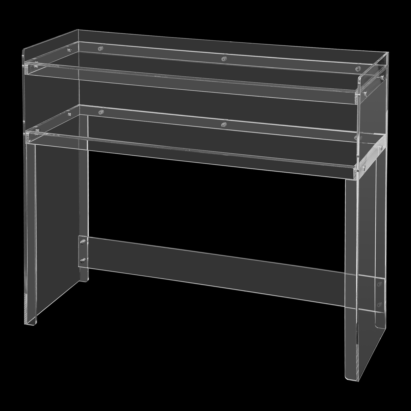 2 Tiers Modern Acrylic Desk Small Entryway Table With Open Shelves Entry Table