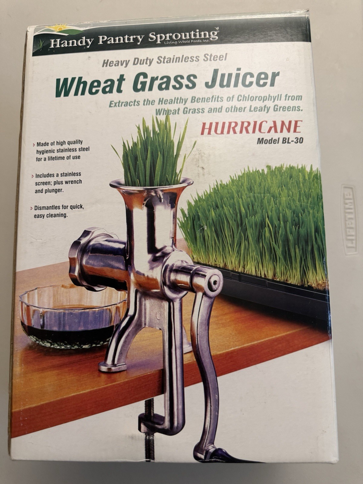 Stainless Steel Wheat Grass Juicer Model BL-30 Handy Pantry Hurricane Health