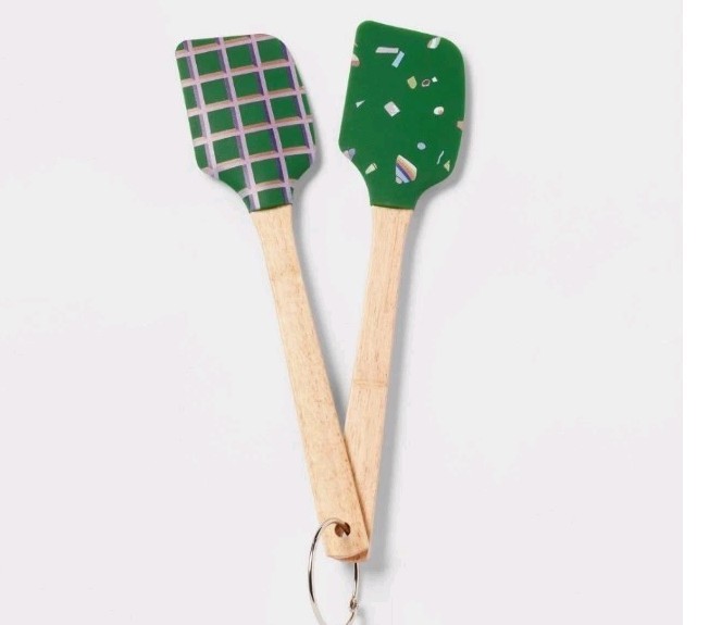 Opalhouse 2pk Silicone Spatulas With Rubber Wood Handles Green BPA Free