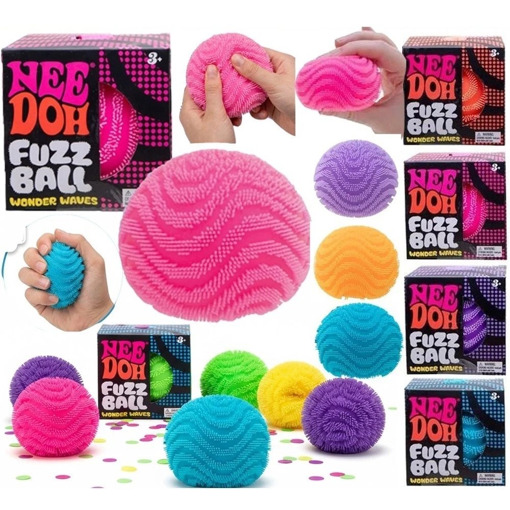 Needoh Fuzz Ball Nee Doh Squish Stress Fuzzball Toys All Colors New
