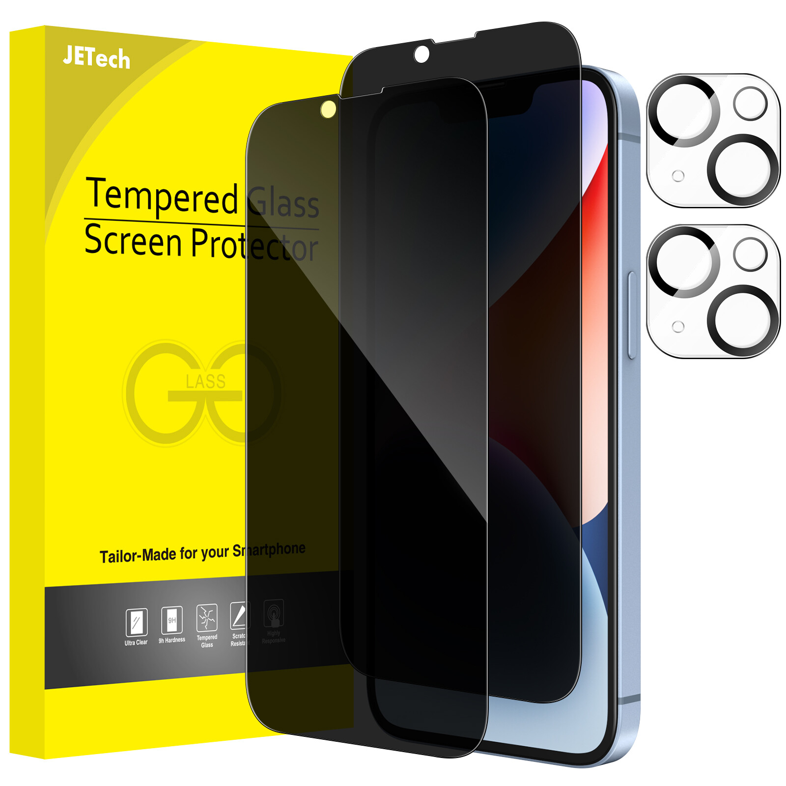JETech Privacy Screen Protector for iPhone 14 6.1-In with Camera Lens Protector