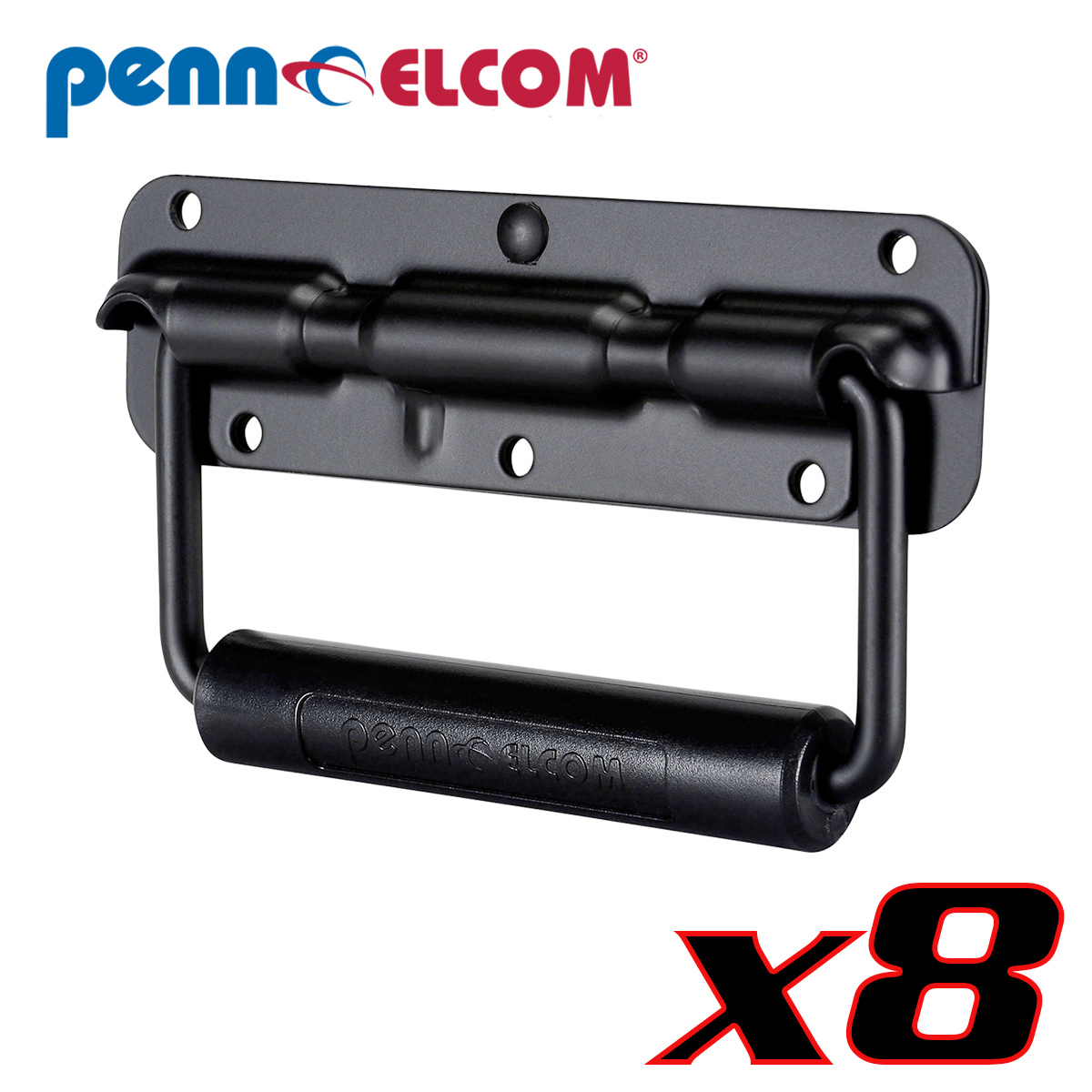 8 Penn Elcom H1053K Spring-loaded Surface Mount Handle Rubber Grip Steel Black