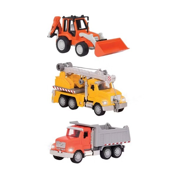 Small Toy Construction Micro Fleet - 3pk: Metal & Plastic Battery