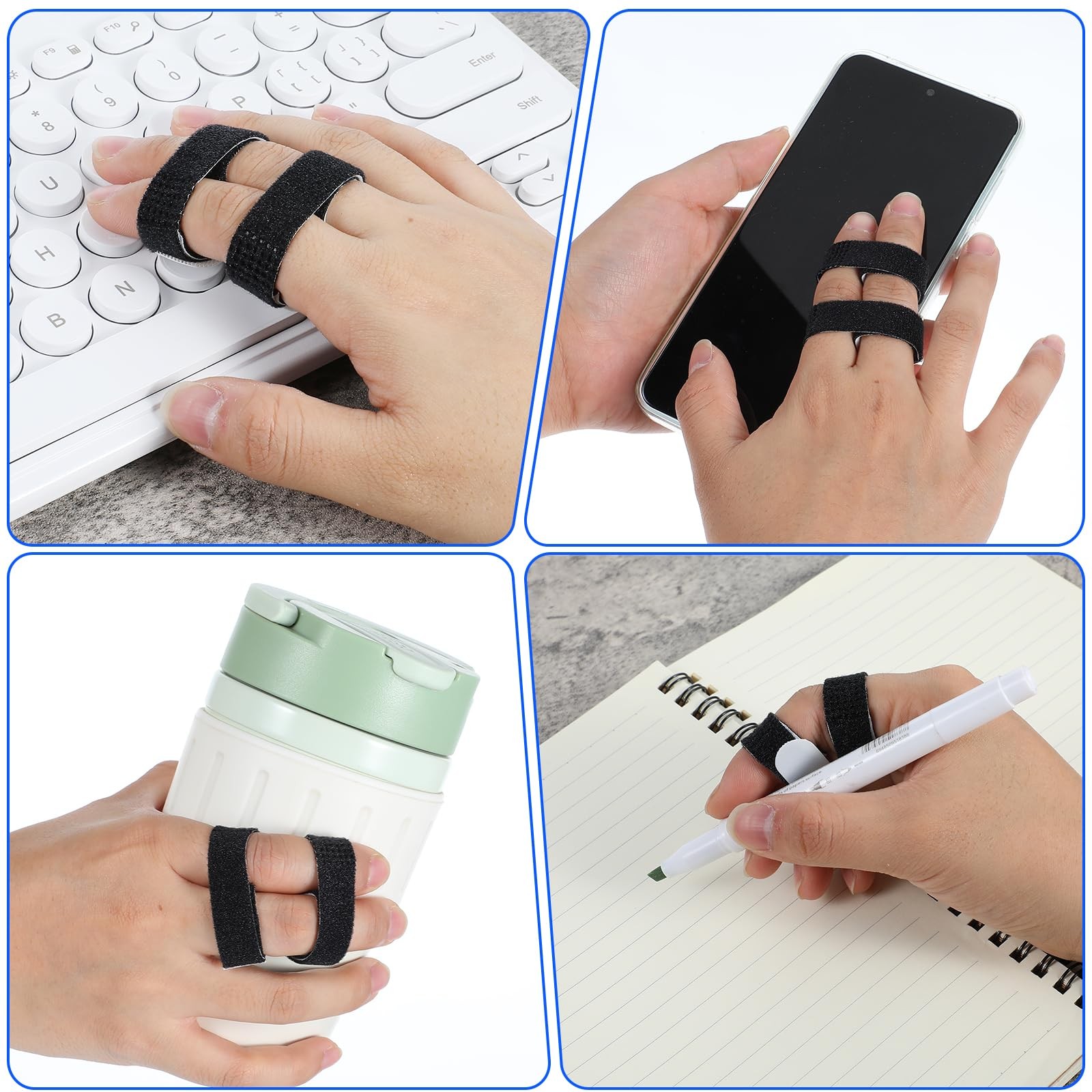 10 Pack Hook and Loop Finger Wrap, Washable and Reusable Buddy Straps for Finger