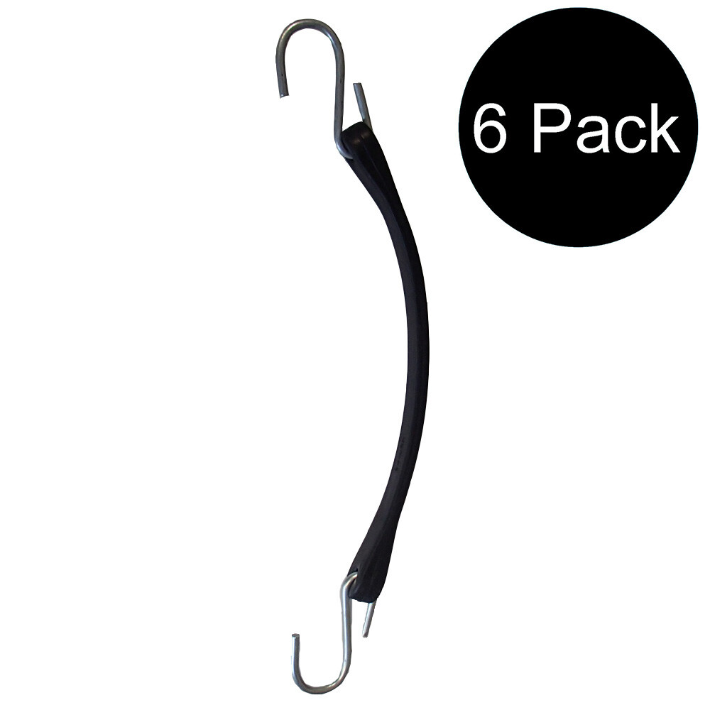 (Pack of 6) 9" Black Rubber Tarp Straps Bungee Cords Tie Downs for Truck Durable