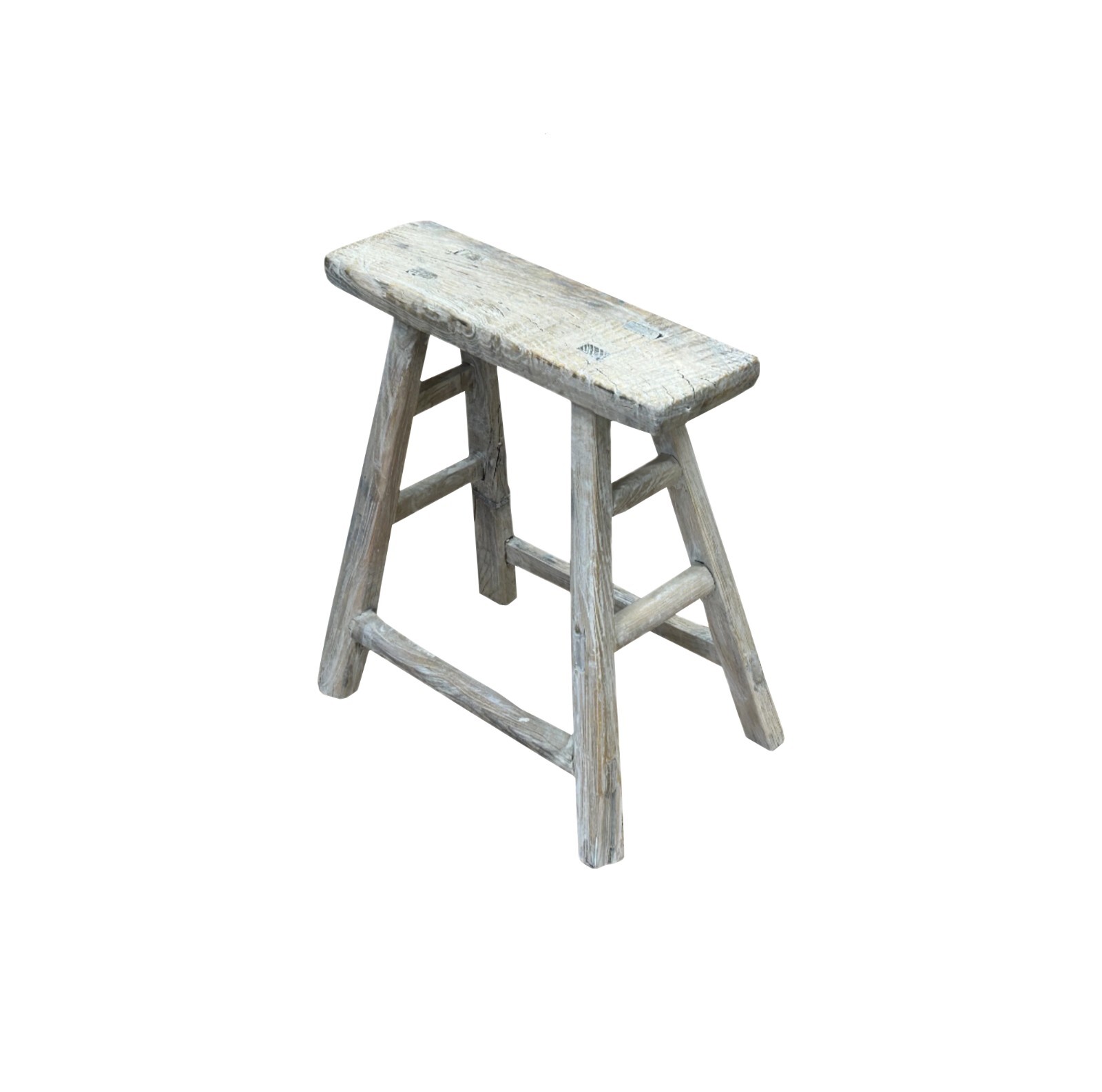 Rustic Raw Rough Wood Grain Rectangle Slim Stool Bench Side Table ws4586