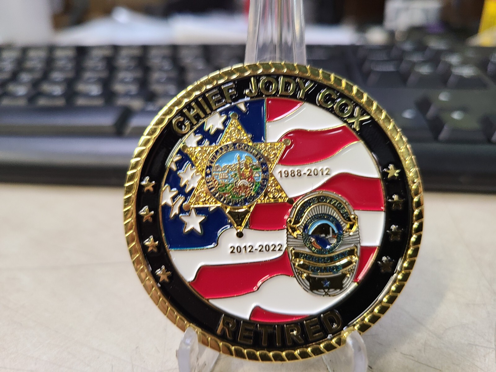 Chief Jody Cox Retired RePresent Well 1988-2022 Challenge Coin