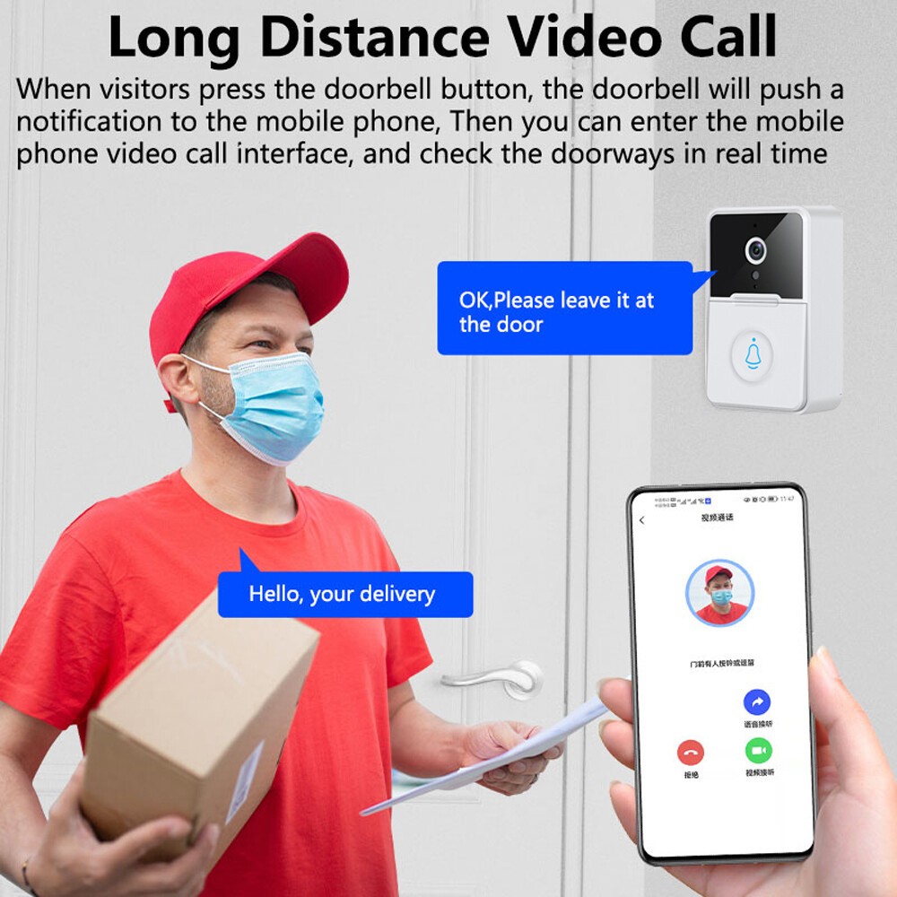Smart Wireless WiFi Doorbell Camera Phone Door Ring Video Intercom Security Bell