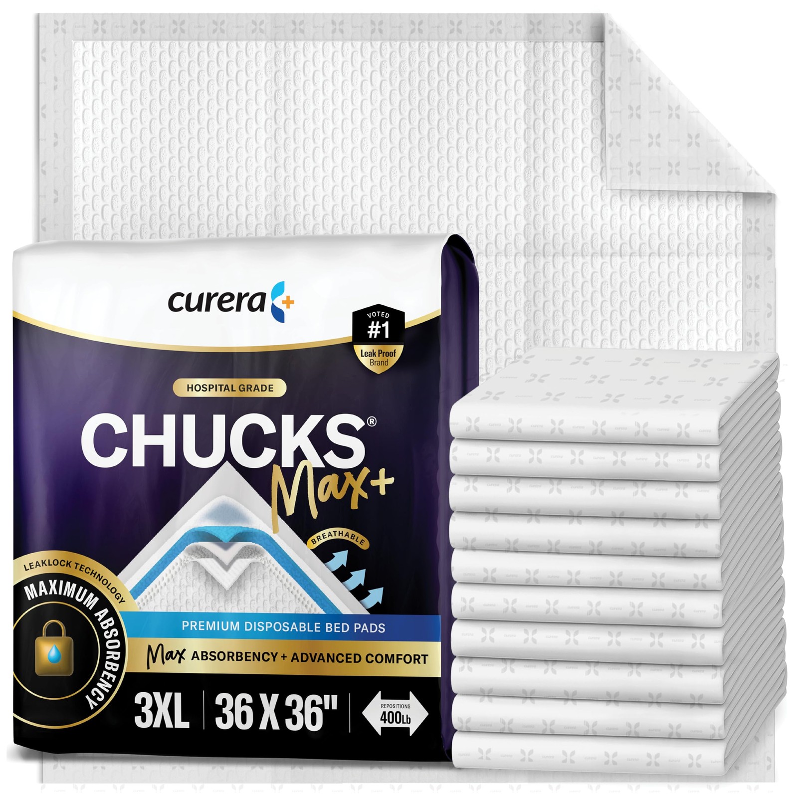Chucks® MAX+ Hospital Bed Pads Disposable Adult 36 x 36 Incontinence Pads  XX...