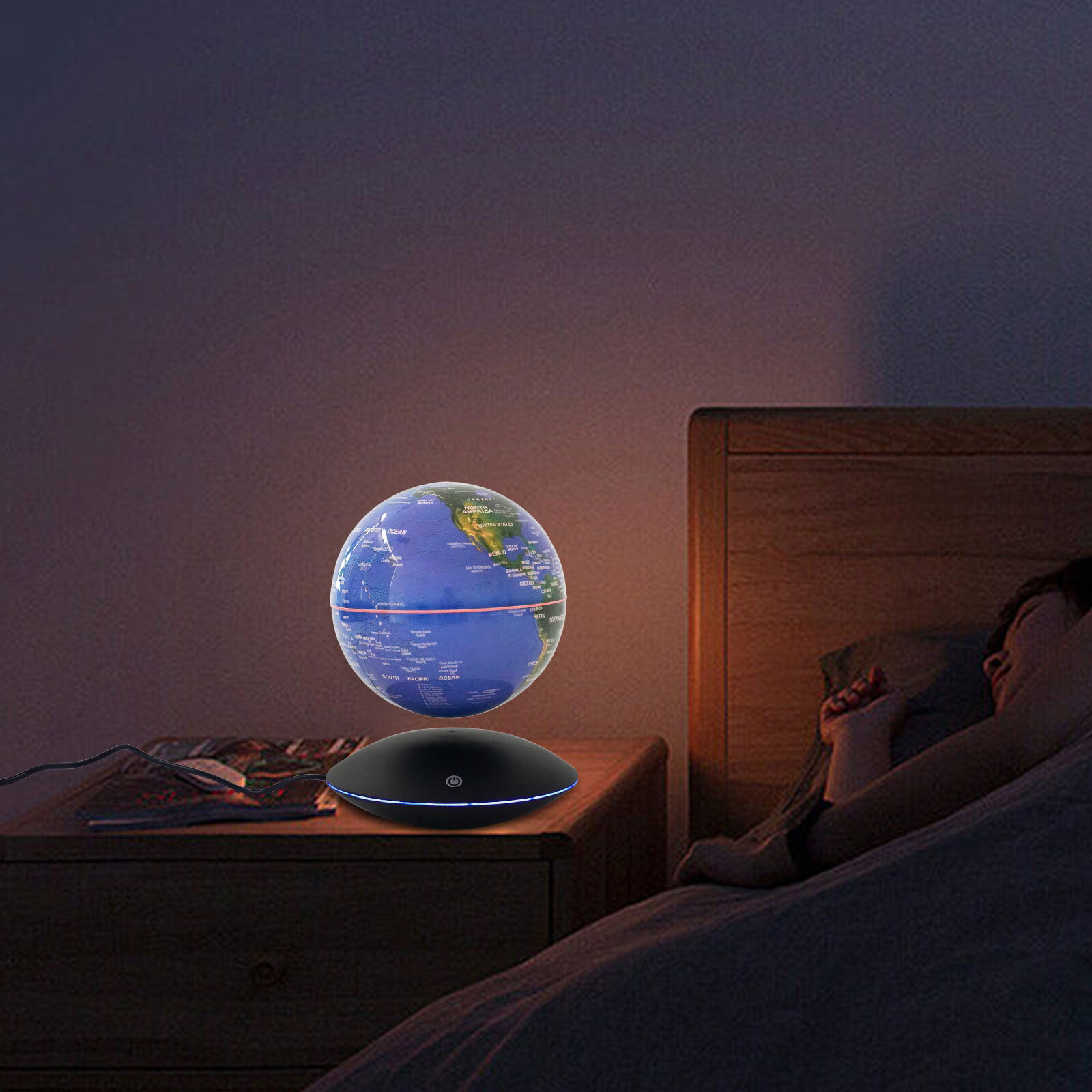 Magnetic Levitation Floating Globe Light LED World Map Rotating Night Lamp NEW