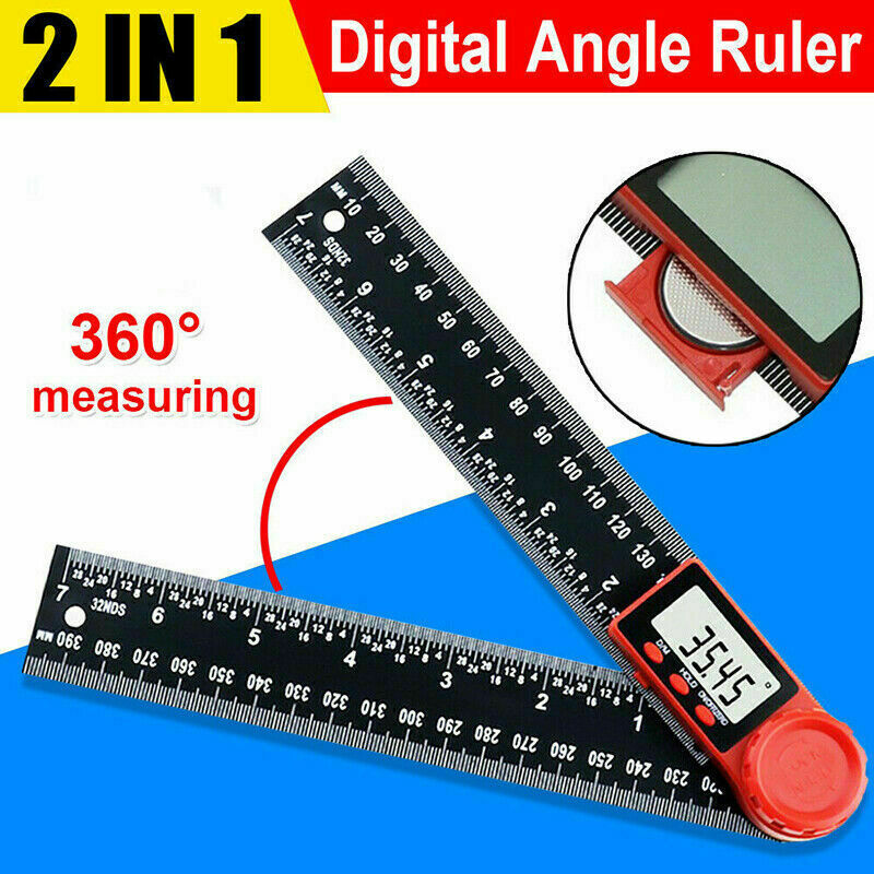 2-In-1 Digital Angle Finder Ruler 200mm 7" Protractor Goniometer Handwork