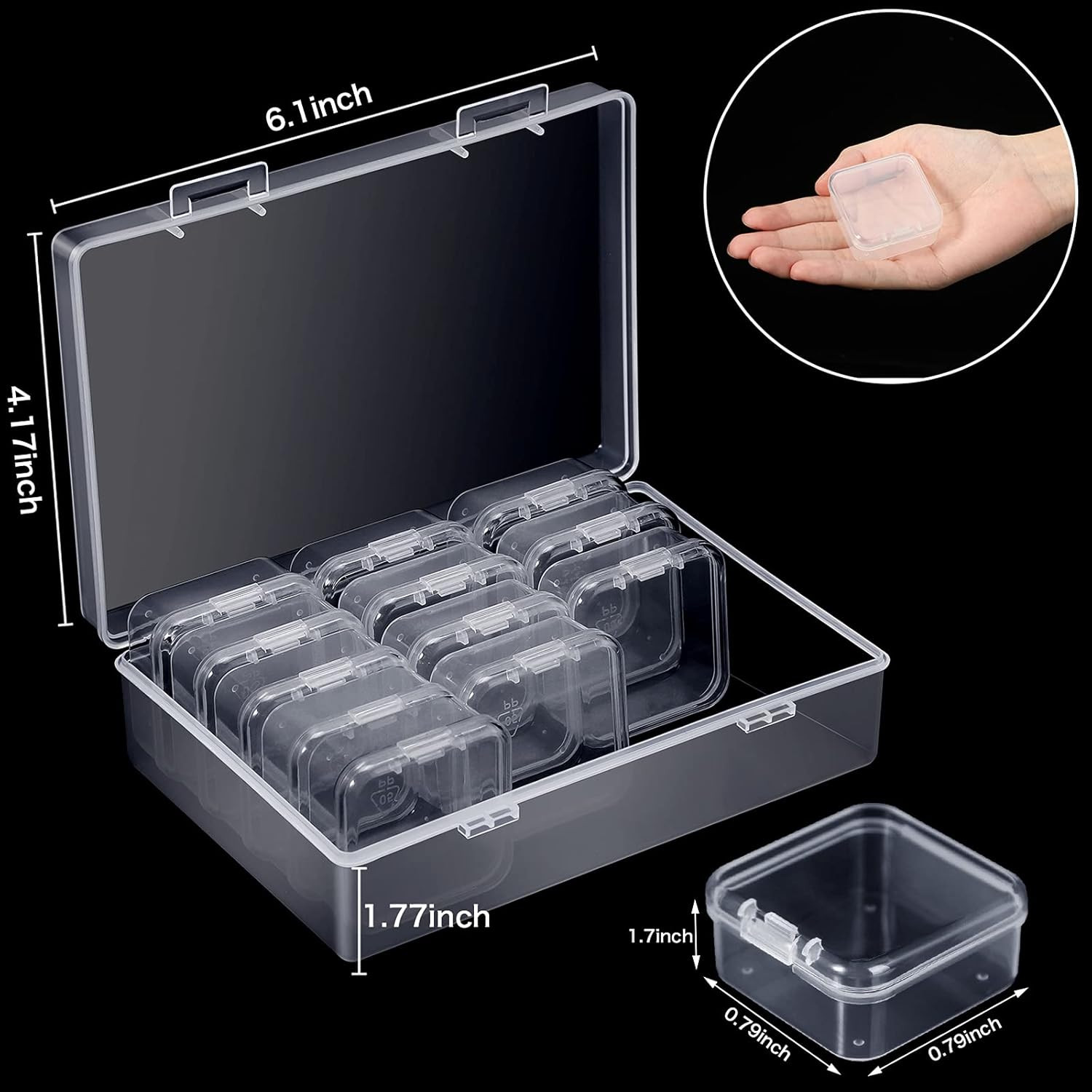 13 Pieces Small Bead Organizers Plastic Bead Storage Containers with Lids Mini C