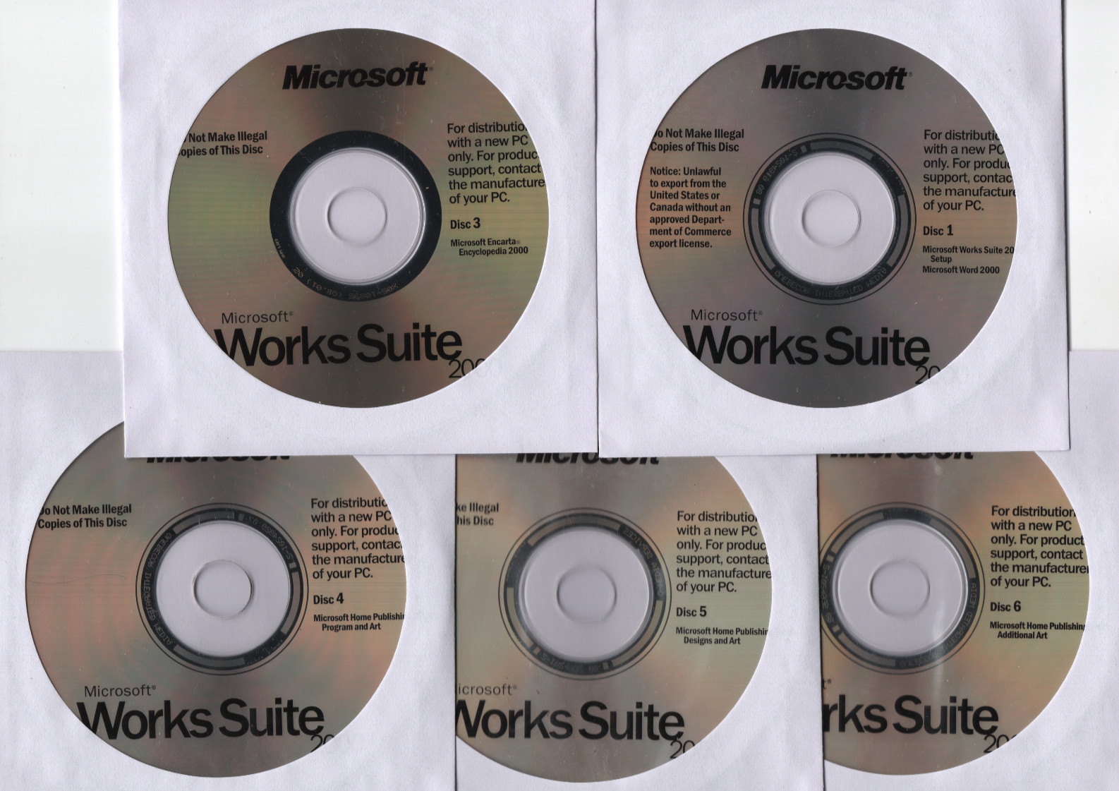 Microsoft Works Suite 2000 CD-ROM Discs 1-6 Only