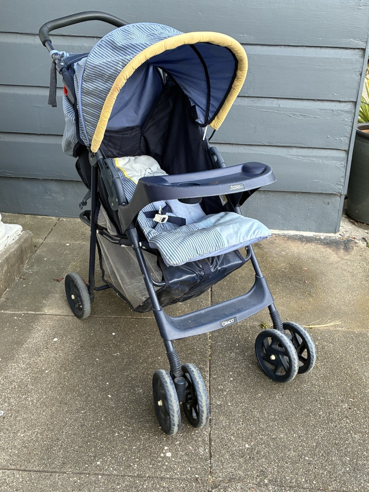 VINTAGE Graco LiteRider Breeze Baby Toddler Stroller w/ Cloth Canopy Snack Tray